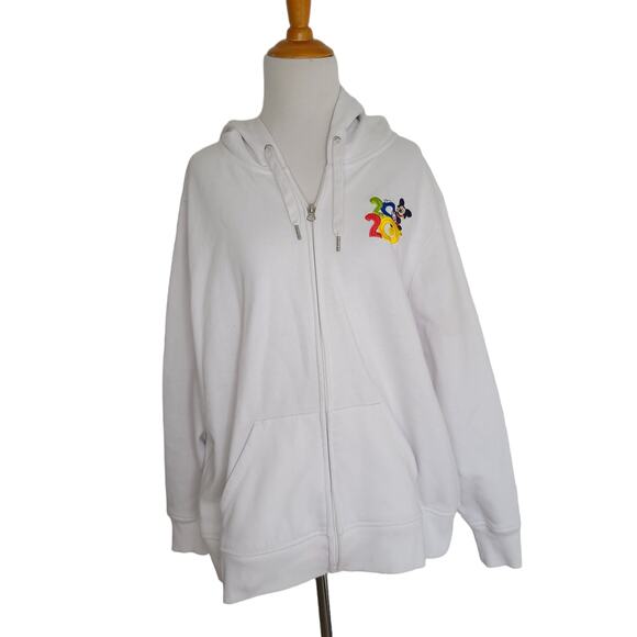 Disney Parks Walt Disney World 2020 Sweatshirt White Hooded Mickey Women 1X - Picture 2 of 14